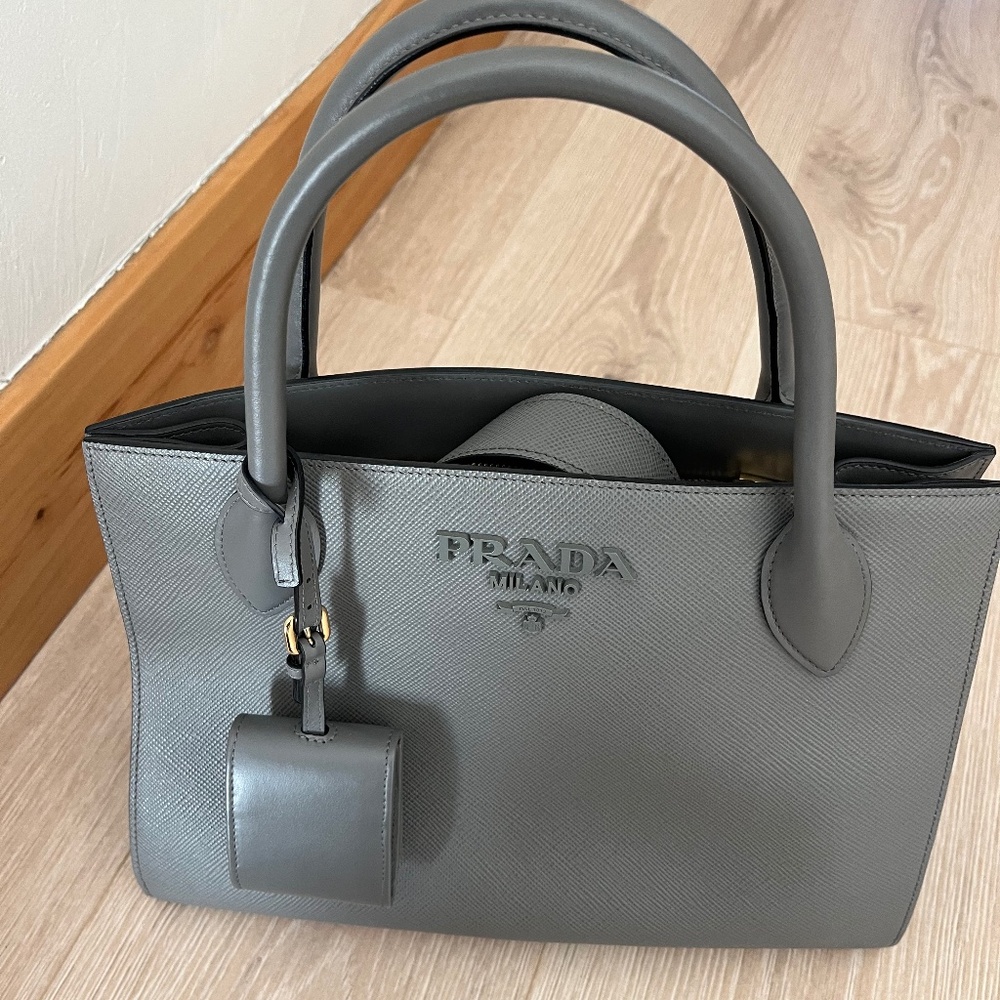 Gray Prada Saffiano Monochrome Bag